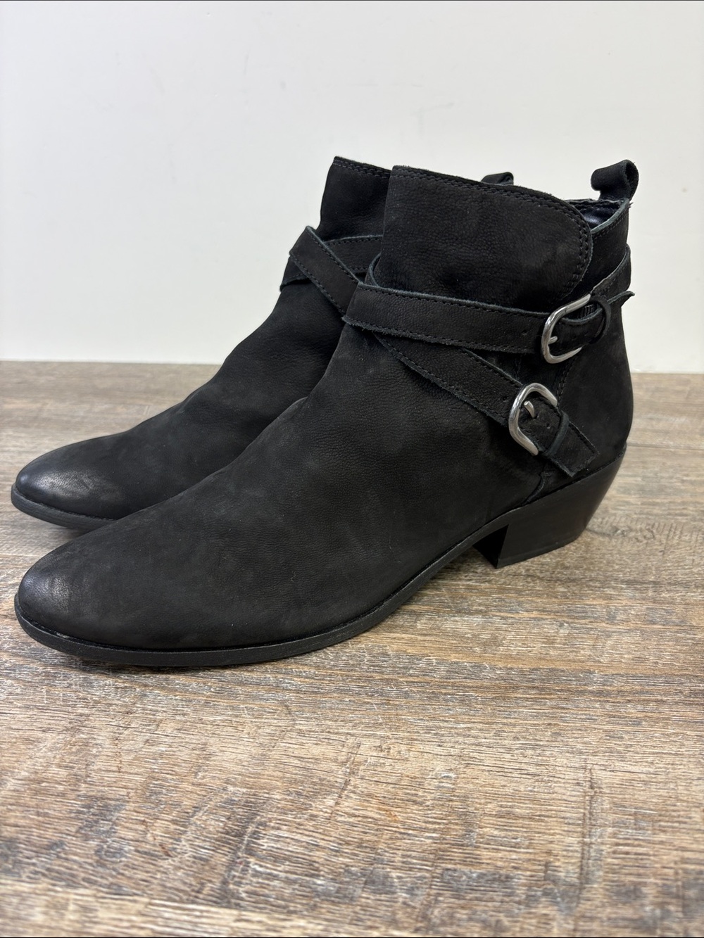 Sam Edelman Black Leather Buckle Ankle Boots Women’s 9M